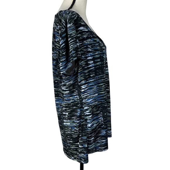 Liz Claiborne X-Large Top Abstract Cap Sleeve V-Neck Stretch Lightweight Multi - Picture 3 of 7